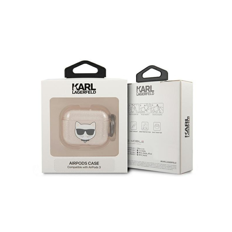 Karl Lagerfeld Glitter Choupette dėklas, skirtas AirPods 3 - auksinis