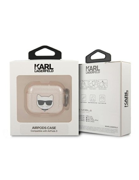 Karl Lagerfeld Glitter Choupette dėklas, skirtas AirPods 3 - auksinis