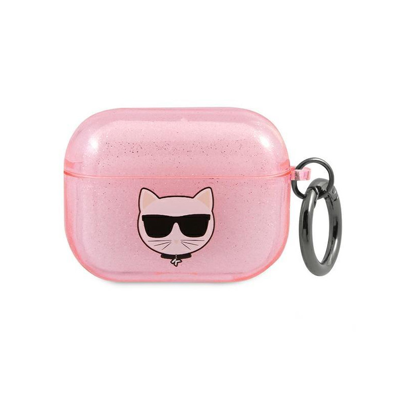 Karl Lagerfeld Glitter Choupette dėklas, skirtas AirPods 3 – rožinis