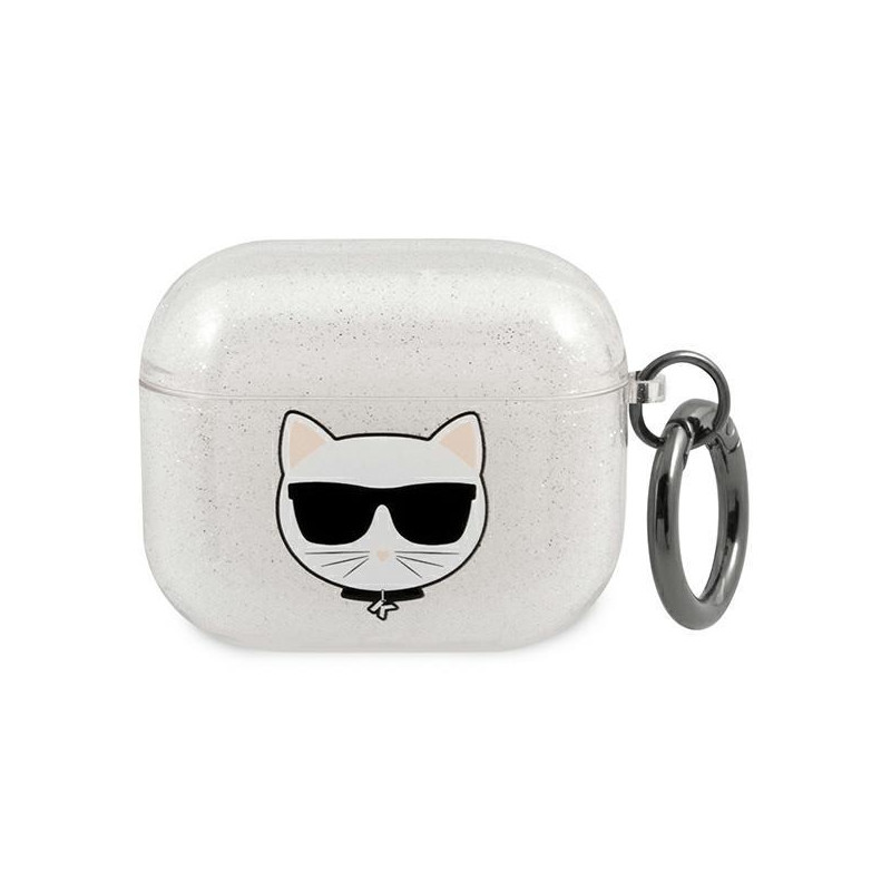 Karl Lagerfeld Glitter Choupette dėklas, skirtas AirPods 3 – sidabrinis Karl Lagerfeld Glitter Choupette dėklas, skirtas AirPods 3 – sidabrinis