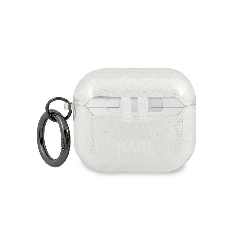 Karl Lagerfeld Glitter Choupette dėklas, skirtas AirPods 3 – sidabrinis