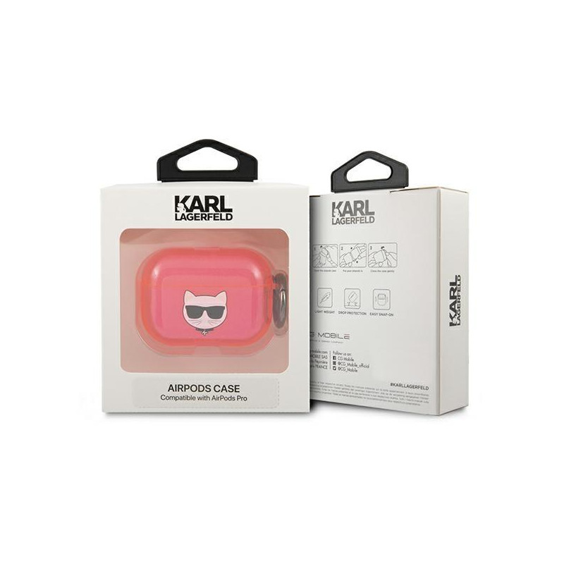 Karl Lagerfeld Choupette dėklas, skirtas AirPods Pro – rožinis