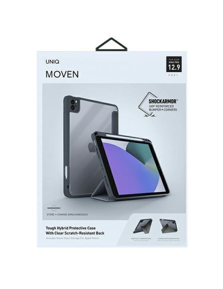 UNIQ Moven dėklas, skirtas iPad Pro 12,9 colių (2021 m.) – pilkas UNIQ Moven dėklas, skirtas iPad Pro 12,9 colių (2021 m.) – pilkas