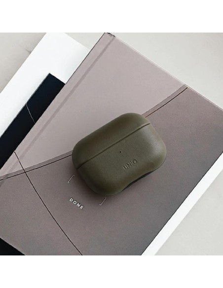 UNIQ Terra tikros odos dėklas, skirtas AirPods Pro - alyvuogių UNIQ Terra tikros odos dėklas, skirtas AirPods Pro - alyvuogių