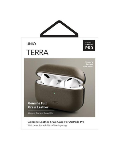 UNIQ Terra tikros odos dėklas, skirtas AirPods Pro - alyvuogių UNIQ Terra tikros odos dėklas, skirtas AirPods Pro - alyvuogių