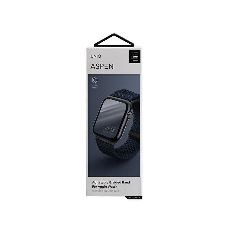 UNIQ Aspen pintas dirželis, skirtas Apple Watch 1/ 2/ 3/ 4/ 5/ 6/ 7/ 8/ SE/ SE2 40/ 38/ 41mm – mėlynas