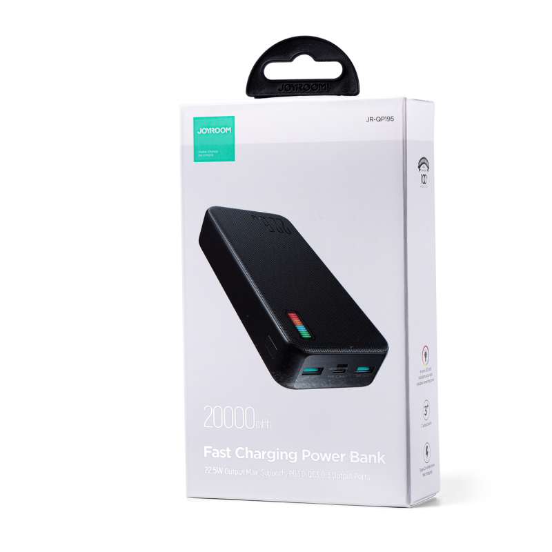 Powerbank 20000mAh Dazzling Series 22,5W juoda