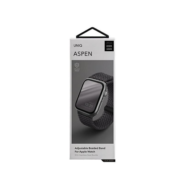 UNIQ Aspen pintas dirželis, skirtas Apple Watch 1/ 2/ 3/ 4/ 5/ 6/ 7/ 8/ SE/ SE2 40/ 38/ 41mm – pilkas