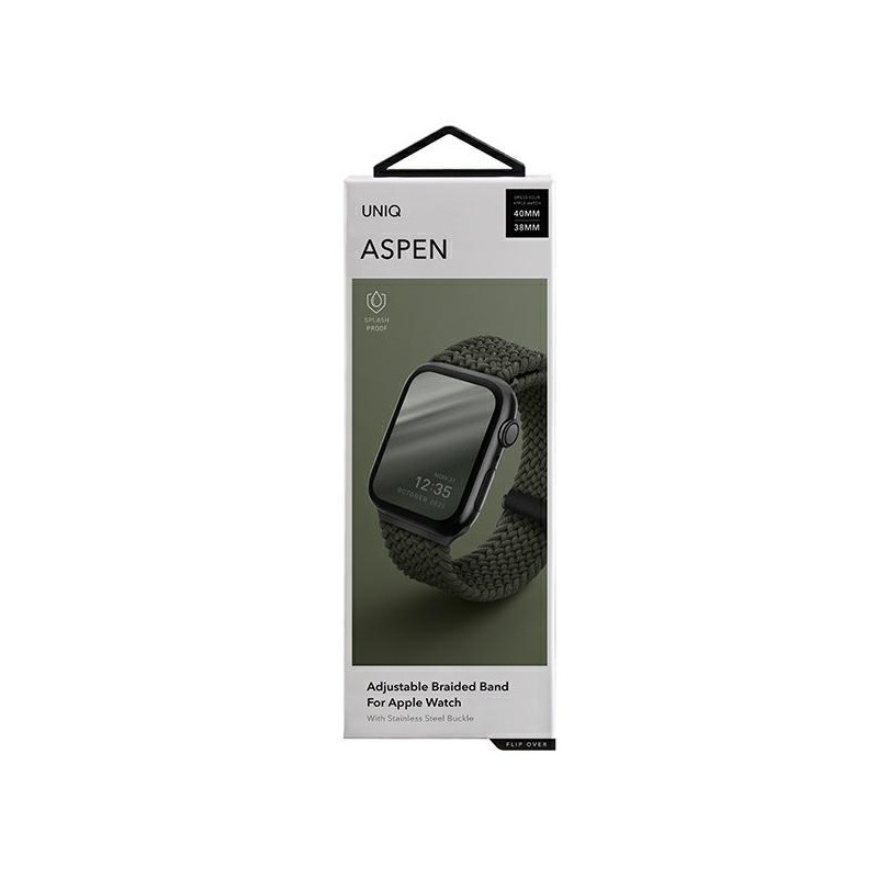 UNIQ Aspen pintas dirželis, skirtas Apple Watch 1/ 2/ 3/ 4/ 5/ 6/ 7/ 8/ SE/ SE2 40/ 38/ 41mm – žalias
