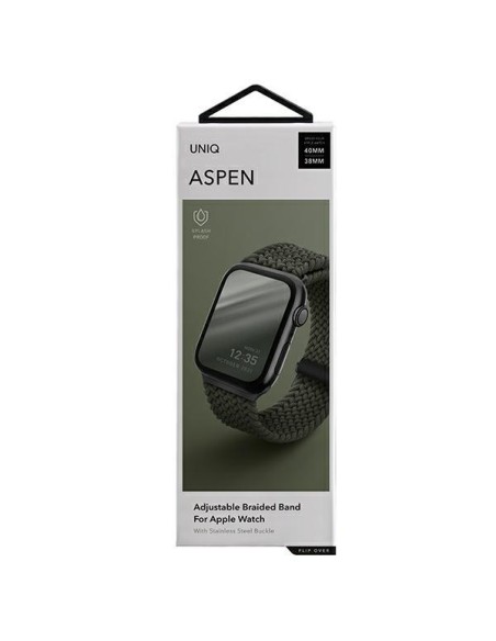 UNIQ Aspen pintas dirželis, skirtas Apple Watch 1/ 2/ 3/ 4/ 5/ 6/ 7/ 8/ SE/ SE2 40/ 38/ 41mm – žalias UNIQ Aspen pintas dirželis, skirtas Apple Watch 1/ 2/ 3/ 4/ 5/ 6/ 7/ 8/ SE/ SE2 40/ 38/ 41mm – žalias
