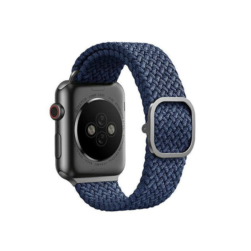 UNIQ Aspen pintas dirželis, skirtas Apple Watch 1/ 2/ 3/ 4/ 5/ 6/ 7/ 8/ SE/ SE2 44/ 42/ 45 mm – mėlynas