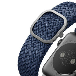 UNIQ Aspen pintas dirželis, skirtas Apple Watch 1/ 2/ 3/ 4/ 5/ 6/ 7/ 8/ SE/ SE2 44/ 42/ 45 mm – mėlynas