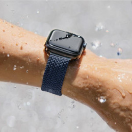 UNIQ Aspen pintas dirželis, skirtas Apple Watch 1/ 2/ 3/ 4/ 5/ 6/ 7/ 8/ SE/ SE2 44/ 42/ 45 mm – mėlynas