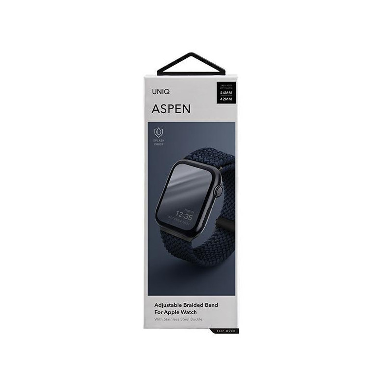 UNIQ Aspen pintas dirželis, skirtas Apple Watch 1/ 2/ 3/ 4/ 5/ 6/ 7/ 8/ SE/ SE2 44/ 42/ 45 mm – mėlynas