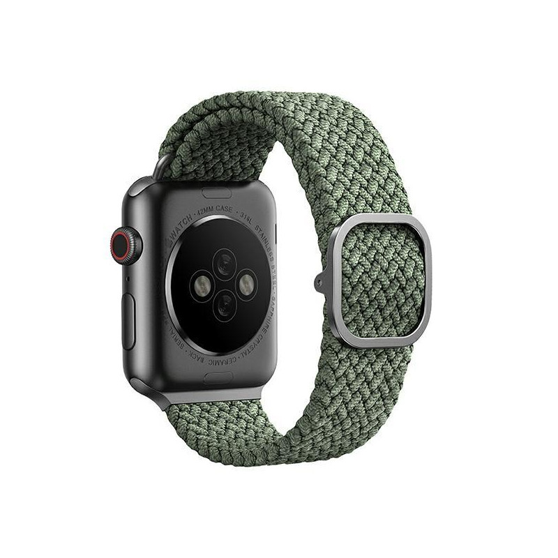 UNIQ Aspen pintas dirželis, skirtas Apple Watch 1/ 2/ 3/ 4/ 5/ 6/ 7/ 8/ SE/ SE2 44/ 42/ 45 mm – žalias