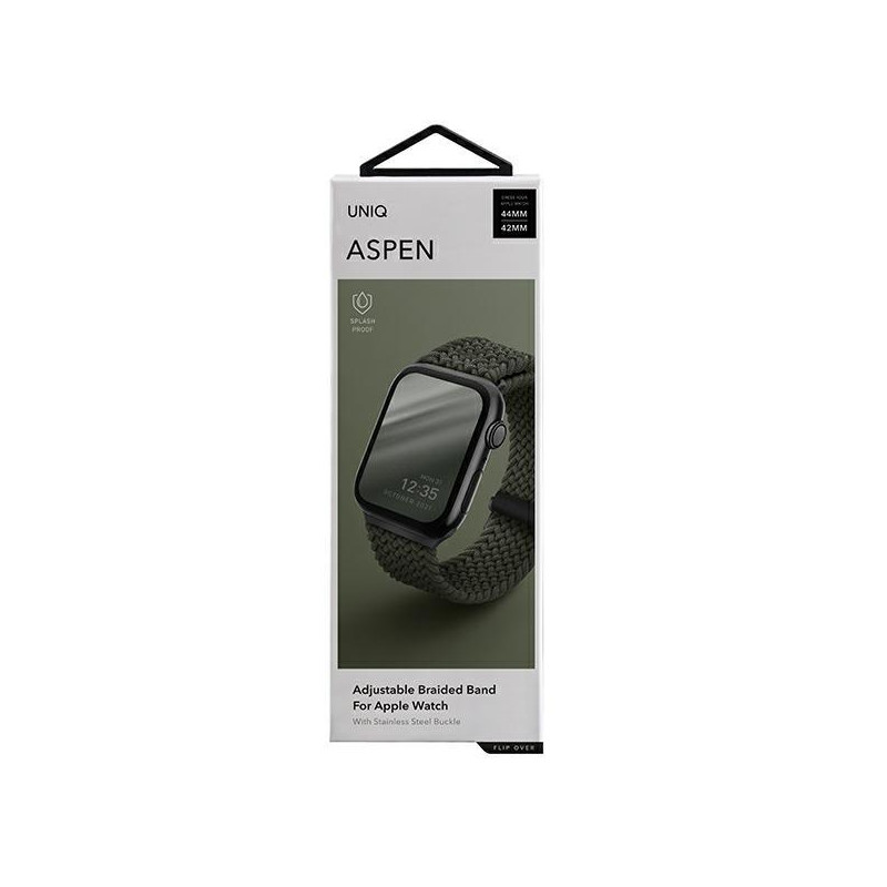 UNIQ Aspen pintas dirželis, skirtas Apple Watch 1/ 2/ 3/ 4/ 5/ 6/ 7/ 8/ SE/ SE2 44/ 42/ 45 mm – žalias