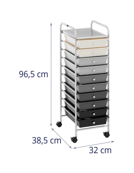 Vežimėlis kosmetikai, kirpyklos vonios kambarys, 10 stalčių 38,5 x 32 x 96,5 cm Vežimėlis kosmetikai, kirpyklos vonios kambarys, 10 stalčių 38,5 x 32 x 96,5 cm