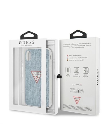 Guess GUHCI61PCUJULLB iPhone Xr mėlyna/ šviesiai mėlyna kieto dėklo džinsų kolekcija Guess GUHCI61PCUJULLB iPhone Xr mėlyna/ šviesiai mėlyna kieto dėklo džinsų kolekcija
