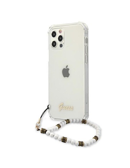 Guess White Pearl dėklas, skirtas iPhone 12 Pro Max - skaidrus Guess White Pearl dėklas, skirtas iPhone 12 Pro Max - skaidrus