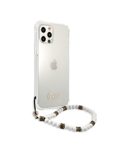 Guess White Pearl dėklas, skirtas iPhone 12 Pro Max - skaidrus Guess White Pearl dėklas, skirtas iPhone 12 Pro Max - skaidrus