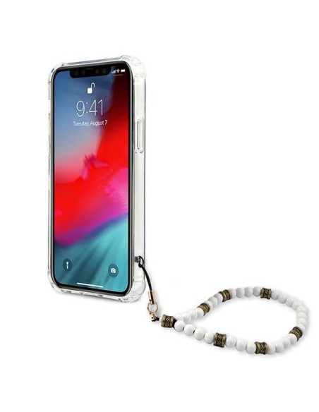 Guess White Pearl dėklas, skirtas iPhone 12 Pro Max - skaidrus Guess White Pearl dėklas, skirtas iPhone 12 Pro Max - skaidrus