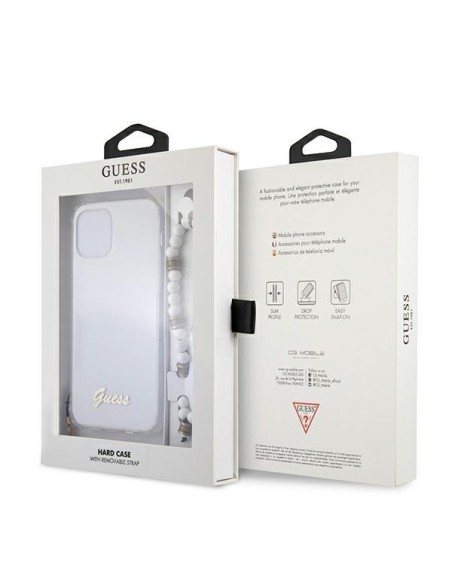 Guess White Pearl dėklas, skirtas iPhone 12 Pro Max - skaidrus Guess White Pearl dėklas, skirtas iPhone 12 Pro Max - skaidrus