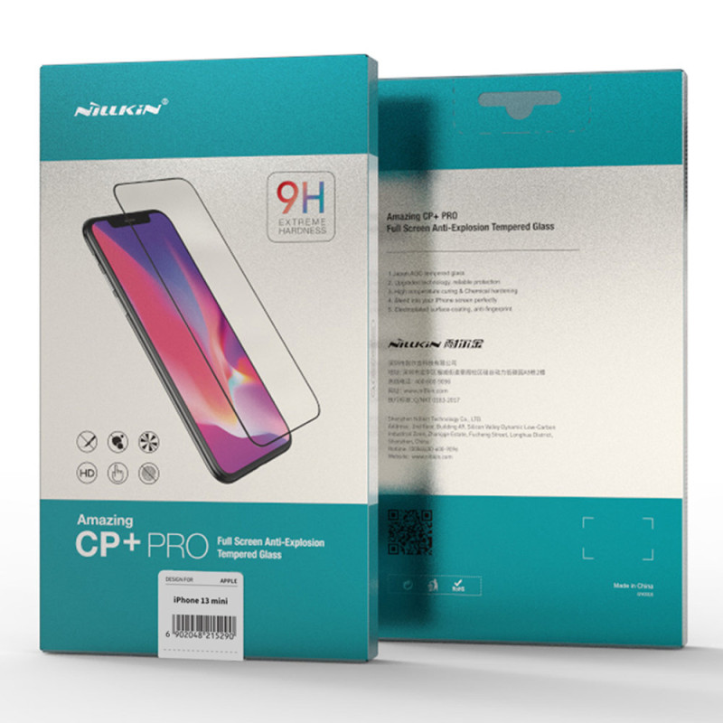 Nillkin CP+PRO itin plonas viso ekrano grūdintas stiklas su 0,2 mm rėmeliu 9H iPhone 13 mini juodas