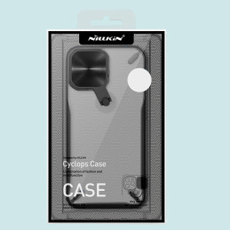 Nillkin Cyclops Case tvirtas dėklas su fotoaparato dangteliu ir sulankstomu stovu iPhone 13 juodai