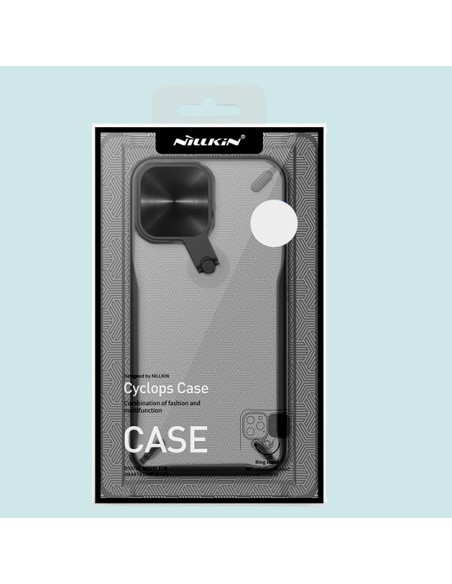 Nillkin Cyclops Case tvirtas dėklas su fotoaparato dangteliu ir sulankstomu stovu iPhone 13 juodai