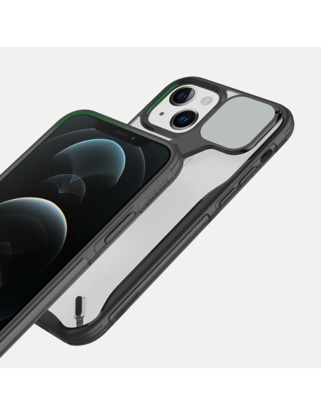 Nillkin Cyclops Case tvirtas dėklas su fotoaparato dangteliu ir sulankstomu stovu iPhone 13 juodai