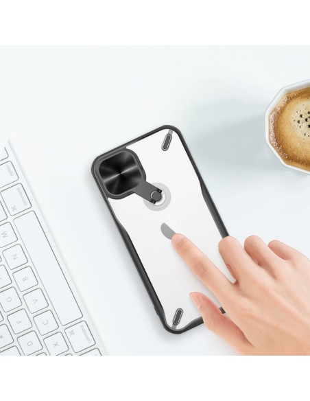 Nillkin Cyclops Case tvirtas dėklas su fotoaparato dangteliu ir sulankstomu stovu iPhone 13 juodai