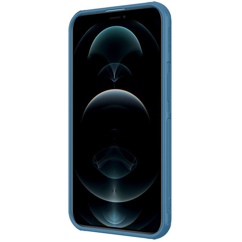 Nillkin Cyclops Case tvirtas dėklas su fotoaparato dangteliu ir sulankstomu stovu iPhone 13 mėlynam
