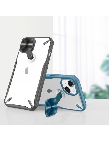 Nillkin Cyclops Case tvirtas dėklas su fotoaparato dangteliu ir sulankstomu stovu iPhone 13 mėlynam Nillkin Cyclops Case tvirtas dėklas su fotoaparato dangteliu ir sulankstomu stovu iPhone 13 mėlynam