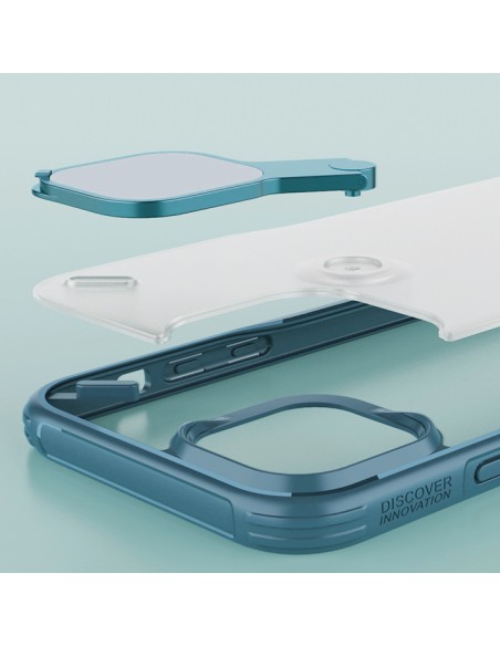 Nillkin Cyclops Case tvirtas dėklas su fotoaparato dangteliu ir sulankstomu stovu iPhone 13 mėlynam Nillkin Cyclops Case tvirtas dėklas su fotoaparato dangteliu ir sulankstomu stovu iPhone 13 mėlynam