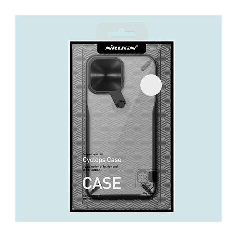 Nillkin Cyclops Case tvirtas dėklas su fotoaparato dangteliu ir sulankstomu stovu iPhone 13 Pro juodas