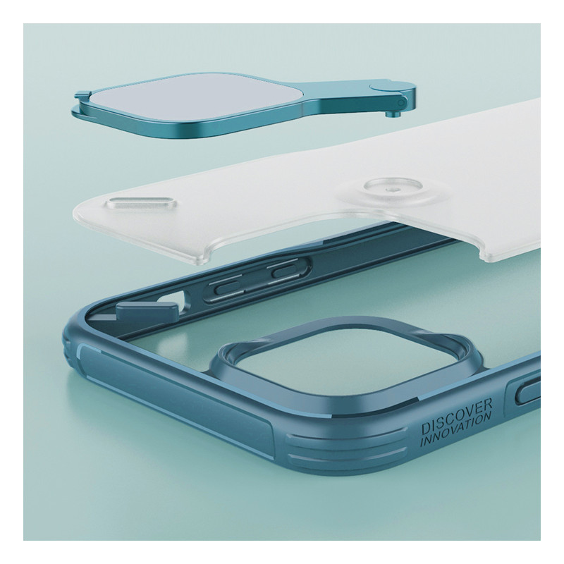 Nillkin Cyclops Case tvirtas dėklas su fotoaparato dangteliu ir sulankstomu stovu iPhone 13 Pro juodas