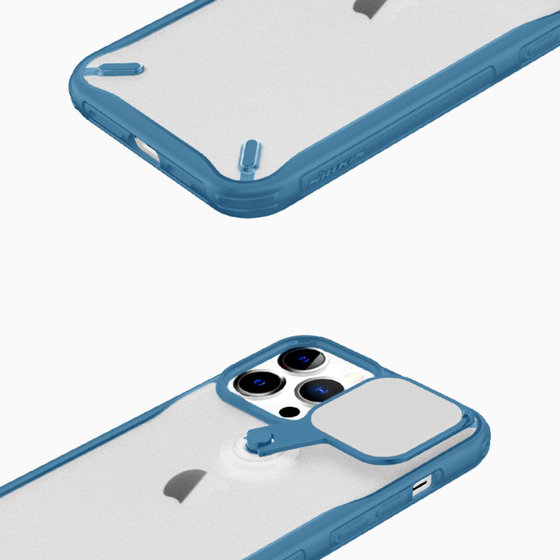 Nillkin Cyclops Case tvirtas dėklas su fotoaparato dangteliu ir sulankstomu stovu iPhone 13 Pro juodas