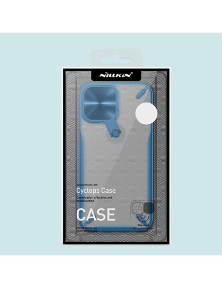 Nillkin Cyclops Case patvarus dėklas su fotoaparato dangteliu ir sulankstomu stovu iPhone 13 Pro mėlynai Nillkin Cyclops Case patvarus dėklas su fotoaparato dangteliu ir sulankstomu stovu iPhone 13 Pro mėlynai