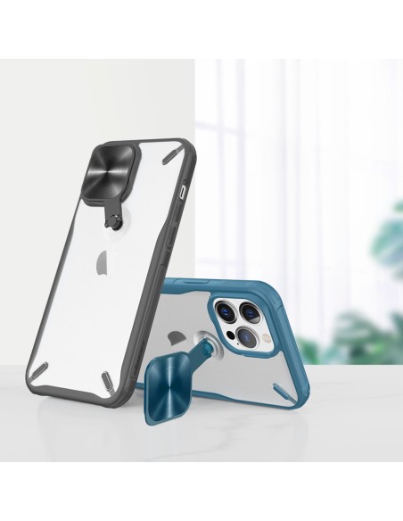 Nillkin Cyclops Case patvarus dėklas su fotoaparato dangteliu ir sulankstomu stovu iPhone 13 Pro mėlynai Nillkin Cyclops Case patvarus dėklas su fotoaparato dangteliu ir sulankstomu stovu iPhone 13 Pro mėlynai