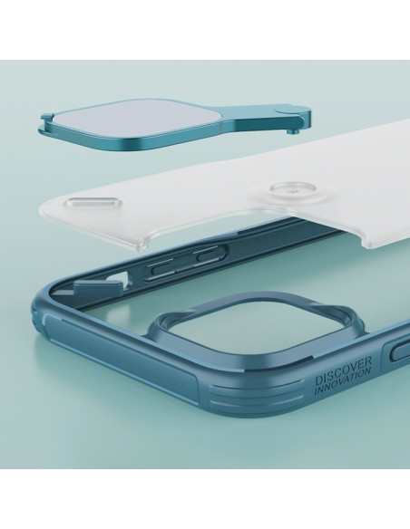 Nillkin Cyclops Case patvarus dėklas su fotoaparato dangteliu ir sulankstomu stovu iPhone 13 Pro mėlynai Nillkin Cyclops Case patvarus dėklas su fotoaparato dangteliu ir sulankstomu stovu iPhone 13 Pro mėlynai