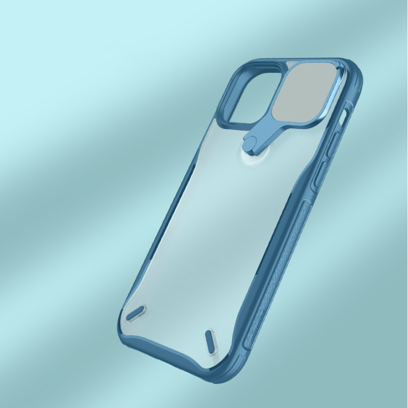 Nillkin Cyclops Case patvarus dėklas su fotoaparato dangteliu ir sulankstomu stovu iPhone 13 Pro mėlynai