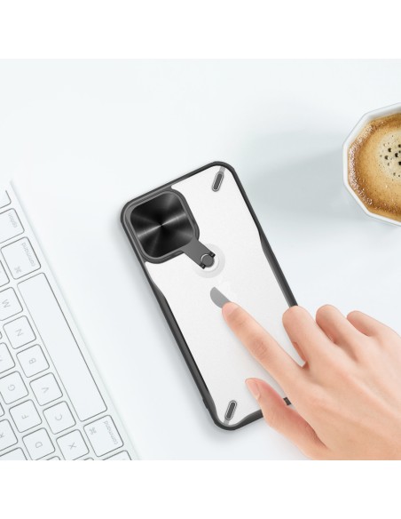 Nillkin Cyclops Case patvarus dėklas su fotoaparato dangteliu ir sulankstomu stovu iPhone 13 Pro mėlynai Nillkin Cyclops Case patvarus dėklas su fotoaparato dangteliu ir sulankstomu stovu iPhone 13 Pro mėlynai