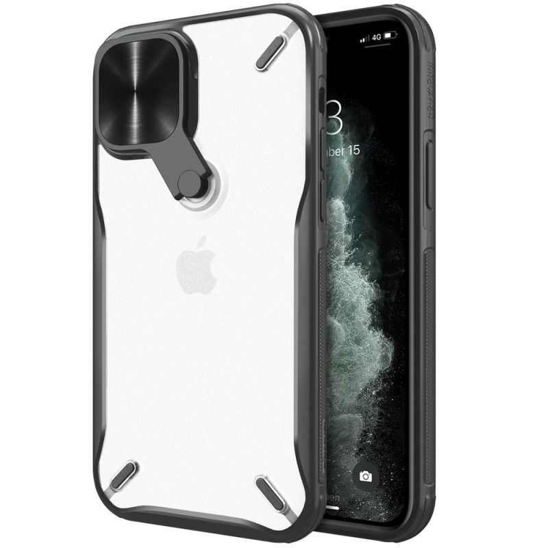 Nillkin Cyclops Case tvirtas dėklas su fotoaparato dangteliu ir sulankstomu stovu iPhone 13 Pro Max juodas