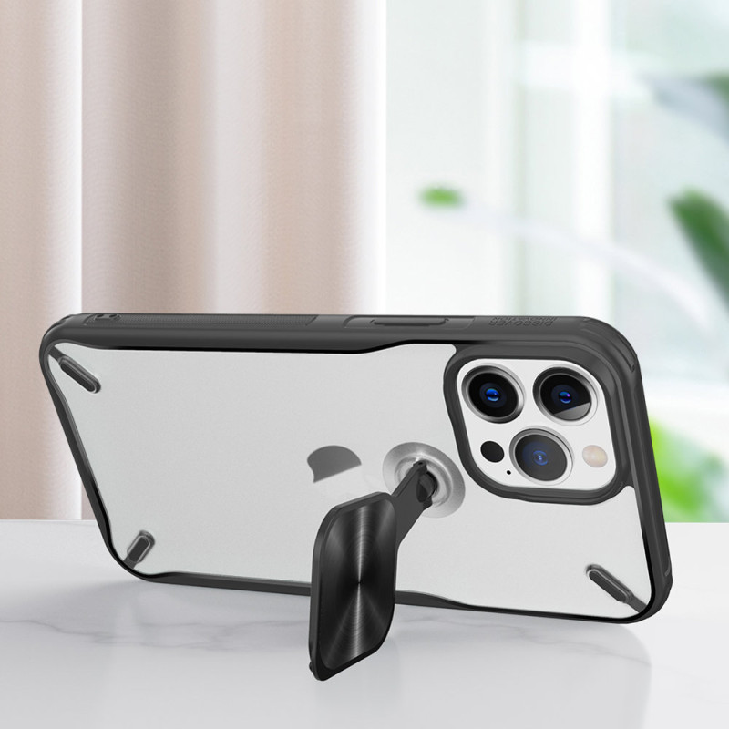 Nillkin Cyclops Case tvirtas dėklas su fotoaparato dangteliu ir sulankstomu stovu iPhone 13 Pro Max juodas