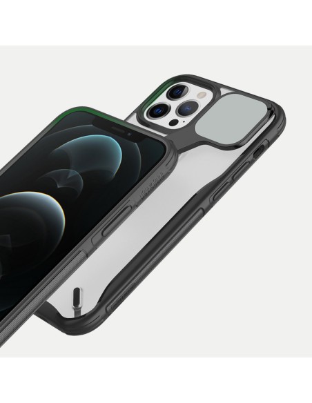 Nillkin Cyclops Case tvirtas dėklas su fotoaparato dangteliu ir sulankstomu stovu iPhone 13 Pro Max juodas