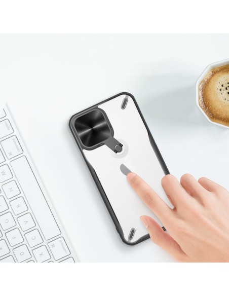 Nillkin Cyclops Case tvirtas dėklas su fotoaparato dangteliu ir sulankstomu stovu iPhone 13 Pro Max juodas