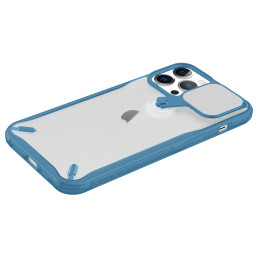Nillkin Cyclops Case patvarus dėklas su fotoaparato dangteliu ir sulankstomu stovu iPhone 13 Pro Max mėlynai