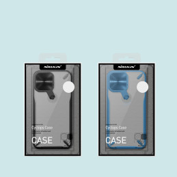 Nillkin Cyclops Case patvarus dėklas su fotoaparato dangteliu ir sulankstomu stovu iPhone 13 Pro Max mėlynai