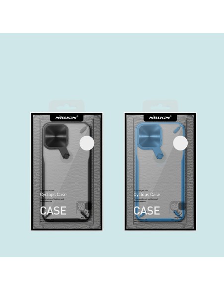 Nillkin Cyclops Case patvarus dėklas su fotoaparato dangteliu ir sulankstomu stovu iPhone 13 Pro Max mėlynai Nillkin Cyclops Case patvarus dėklas su fotoaparato dangteliu ir sulankstomu stovu iPhone 13 Pro Max mėlynai