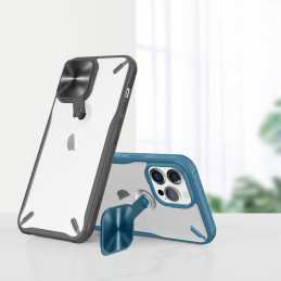 Nillkin Cyclops Case patvarus dėklas su fotoaparato dangteliu ir sulankstomu stovu iPhone 13 Pro Max mėlynai